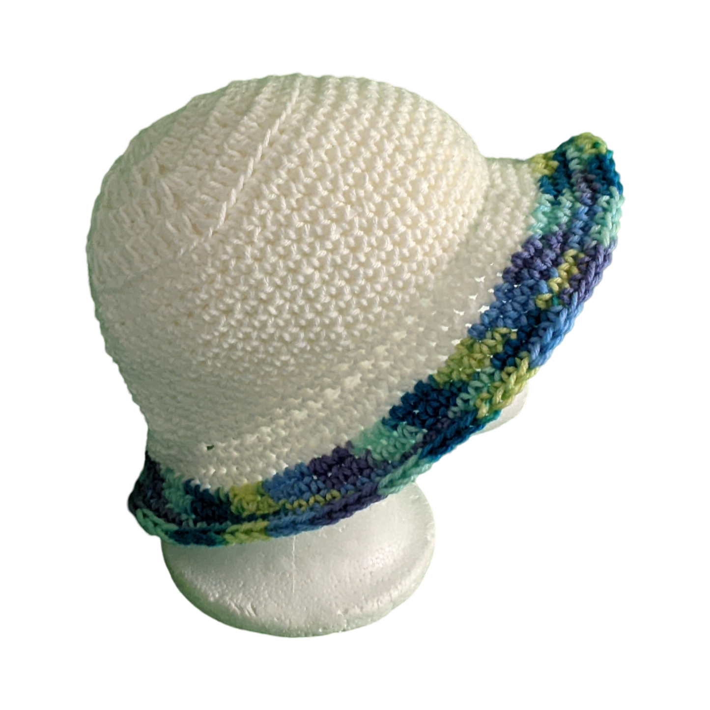 Bright White / Blended Blue Brim Summer Bucket Hat