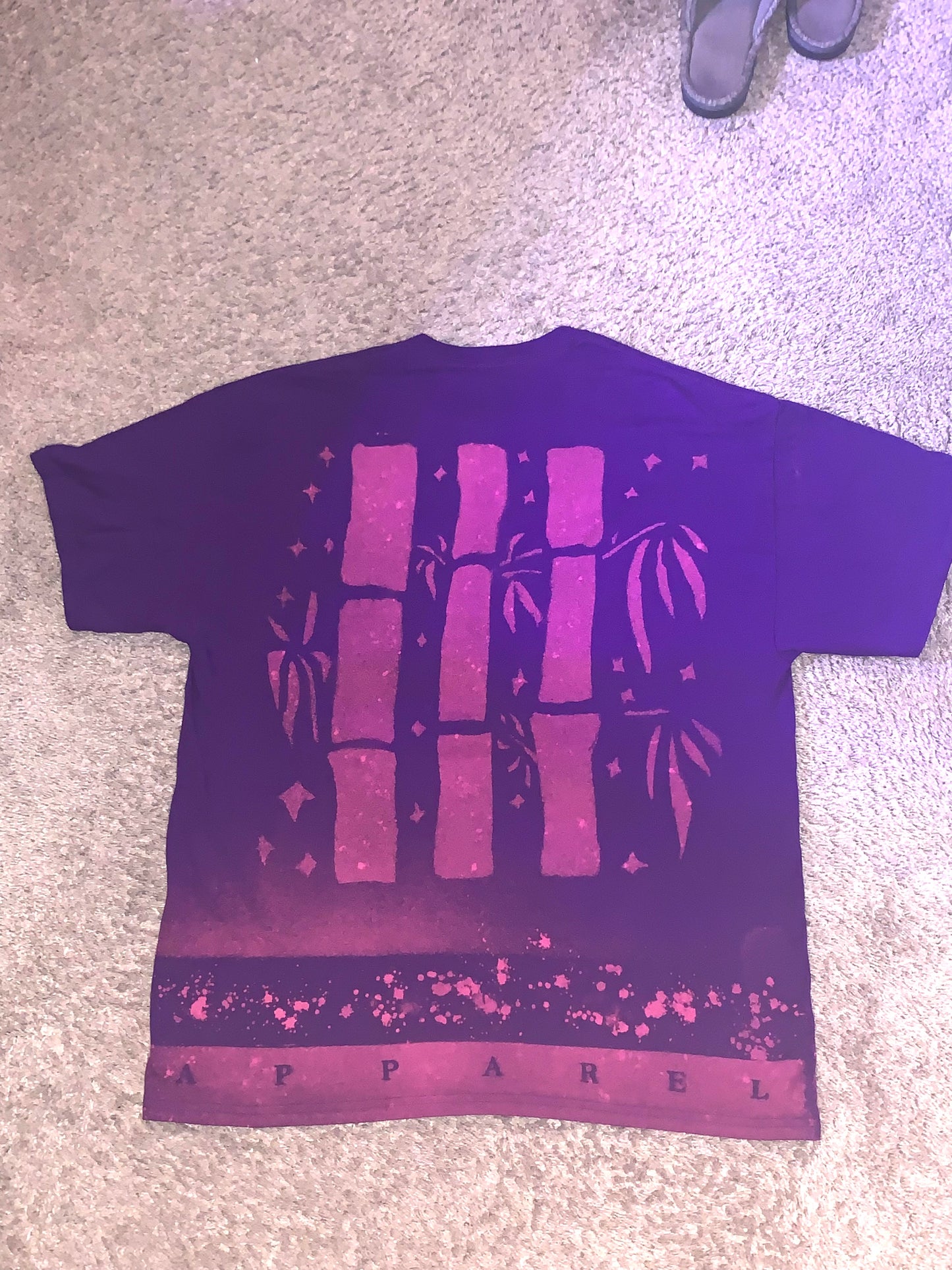 PLUM COLOR (A. Quality Apparel) T-shirt %Cotton Size X-LARGE (HandMade) With Wolf & Bamboo Back.