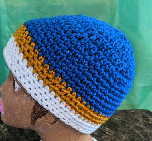 "PRE-ORDER" Blue Gold & White - Beanie/Hat